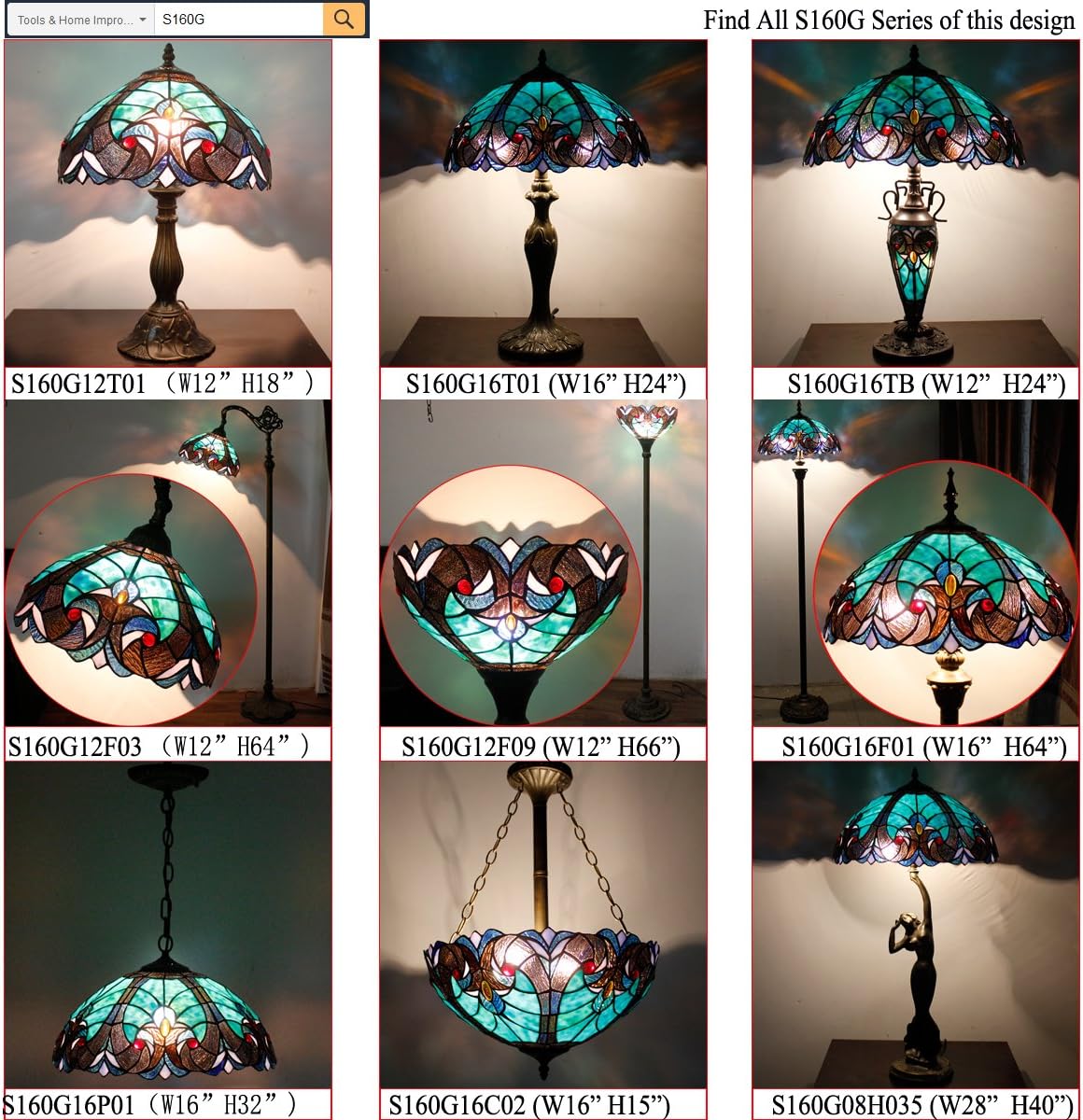 GEDUBIUBOO  Style Lamp Green Liaison Stained Glass Bedside Table Lamp 16X16X24 Inches Desk Light Metal Base Decor Bedroom Living Room  Office S160G Series Teal Purple