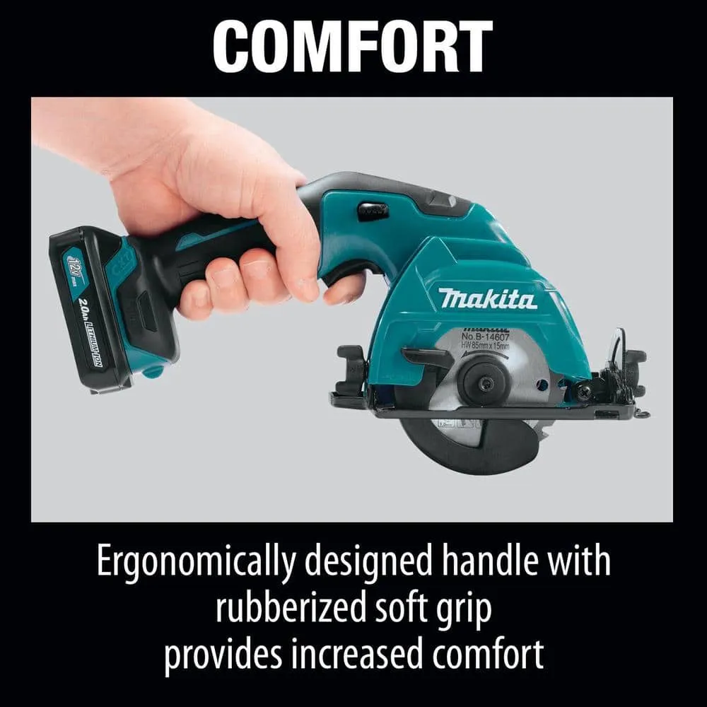 Makita 12V max CXT Lithium-Ion Cordless 3-3/8 in. Circular Saw Kit, Case (2.0Ah) SH02R1