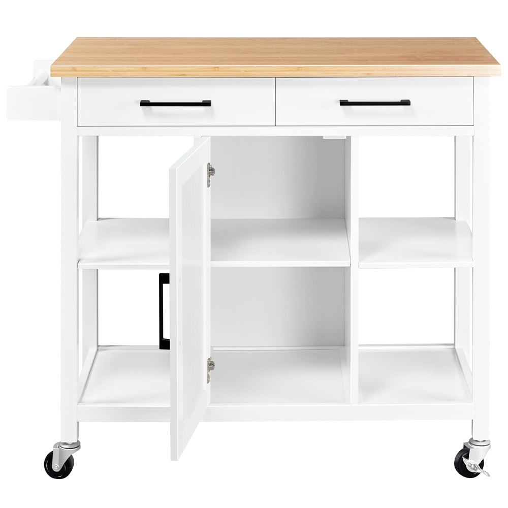 Yaheetech Mobile Kitchen Island Kitchen Cart on Wheels， White