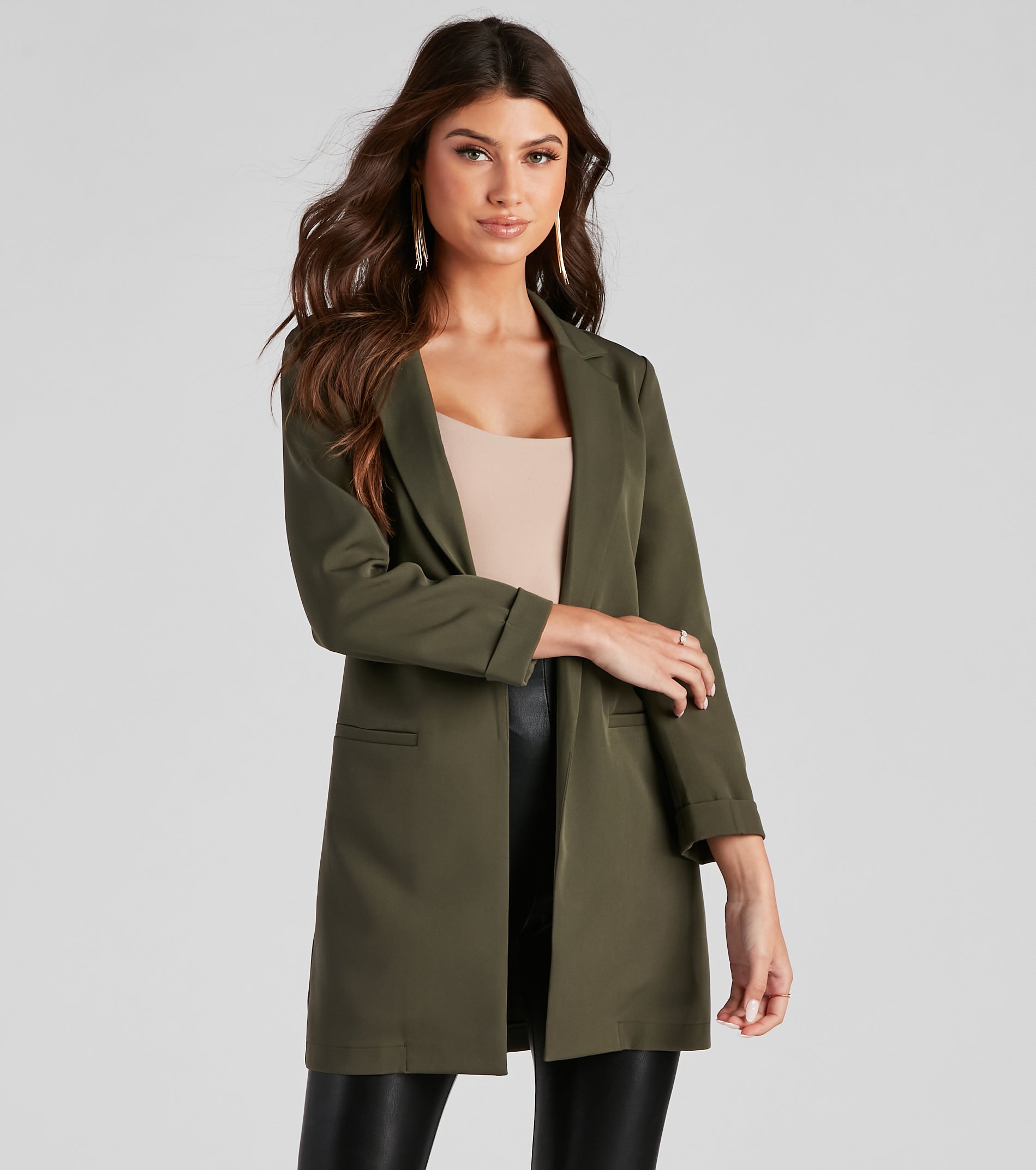 Biz Call 3/4 Sleeve Boyfriend Blazer