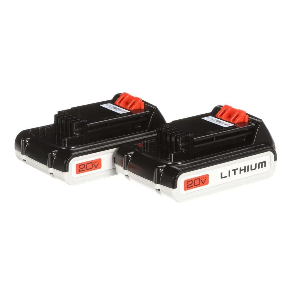 BLACK+DECKER 20V 1.5Ah MAX Lithium-Ion Battery (2 Pack) - Charger Not Included LBXR20-OPE2