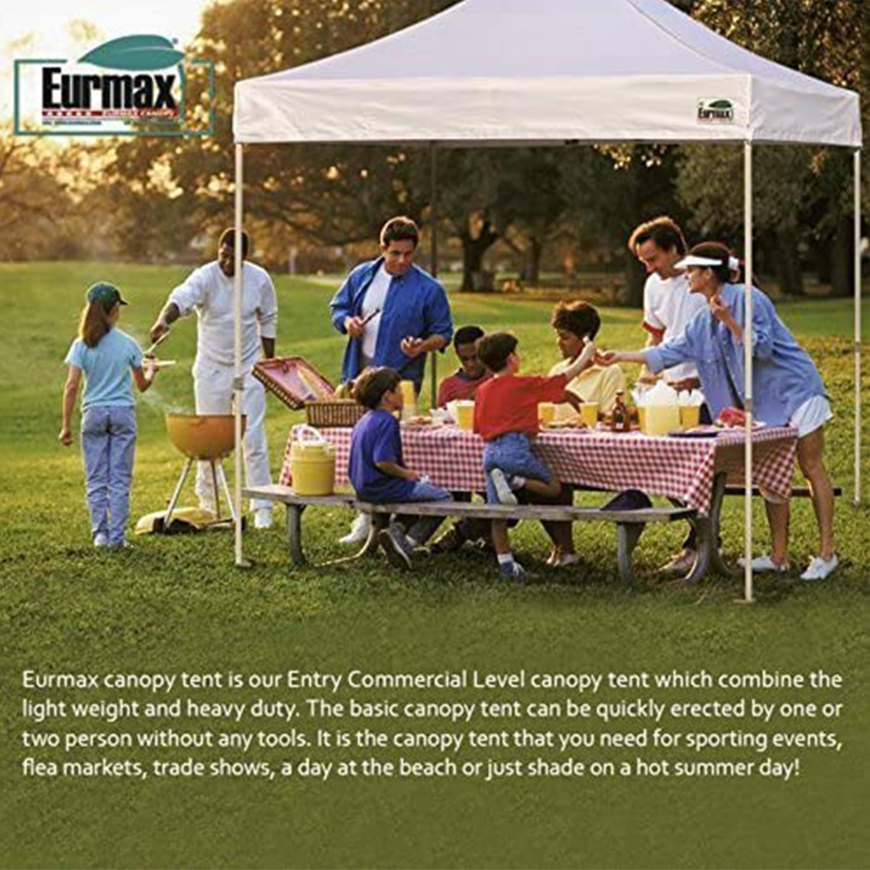 Eurmax Canopy 10' x 10' White Pop-up Canopy and 56lbs Instant Outdoor Canopy