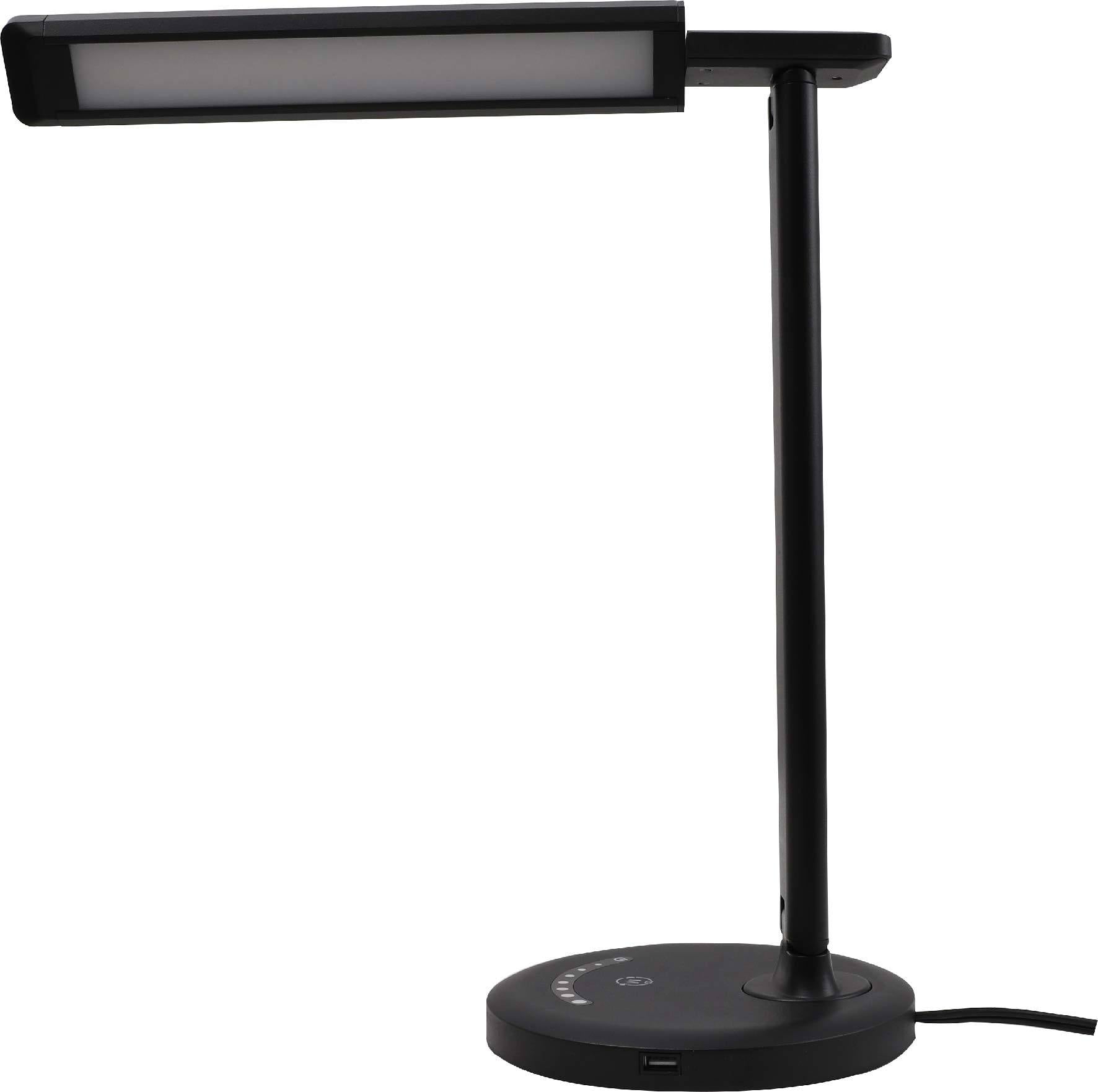 Mainstays Dimmable Plastic LED Desk Lamp with USB Charging Port， Black with Powder Coating