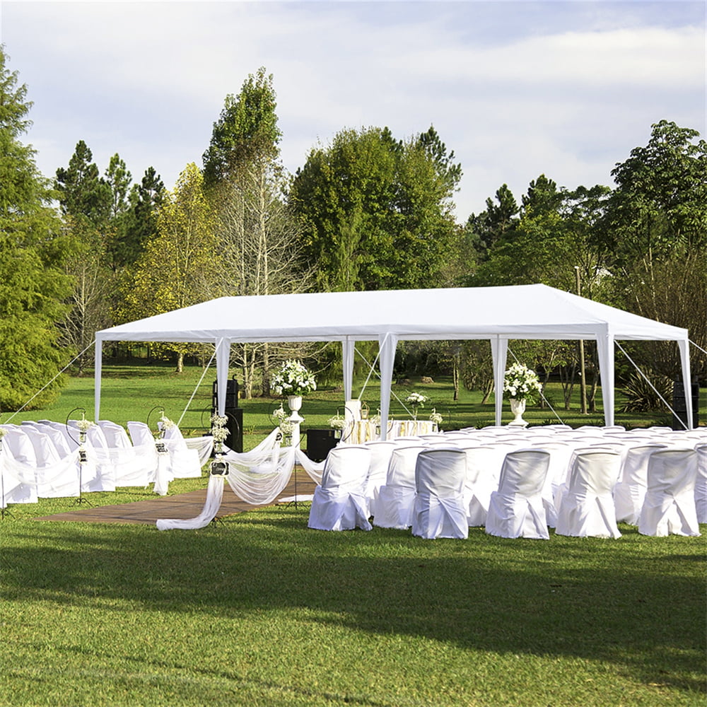 10'x30' 8 Sides Gazebo Canopy Outdoor Party Wedding Waterproof Tent， ZPL White Backyard Tent(Two Doors)