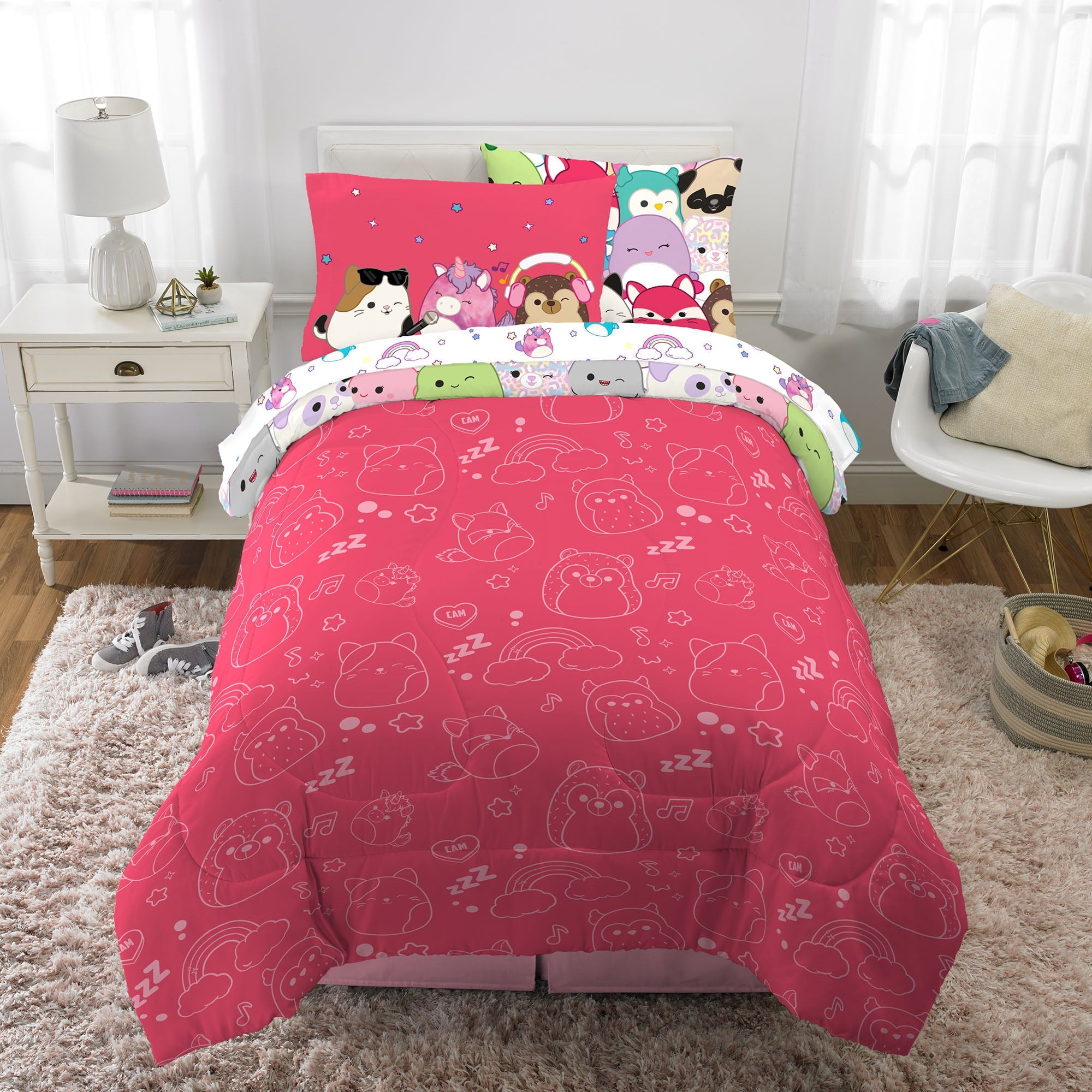 Squishmallows Kids Twin Bed in a Bag, Comforter and Sheets, Multicolor