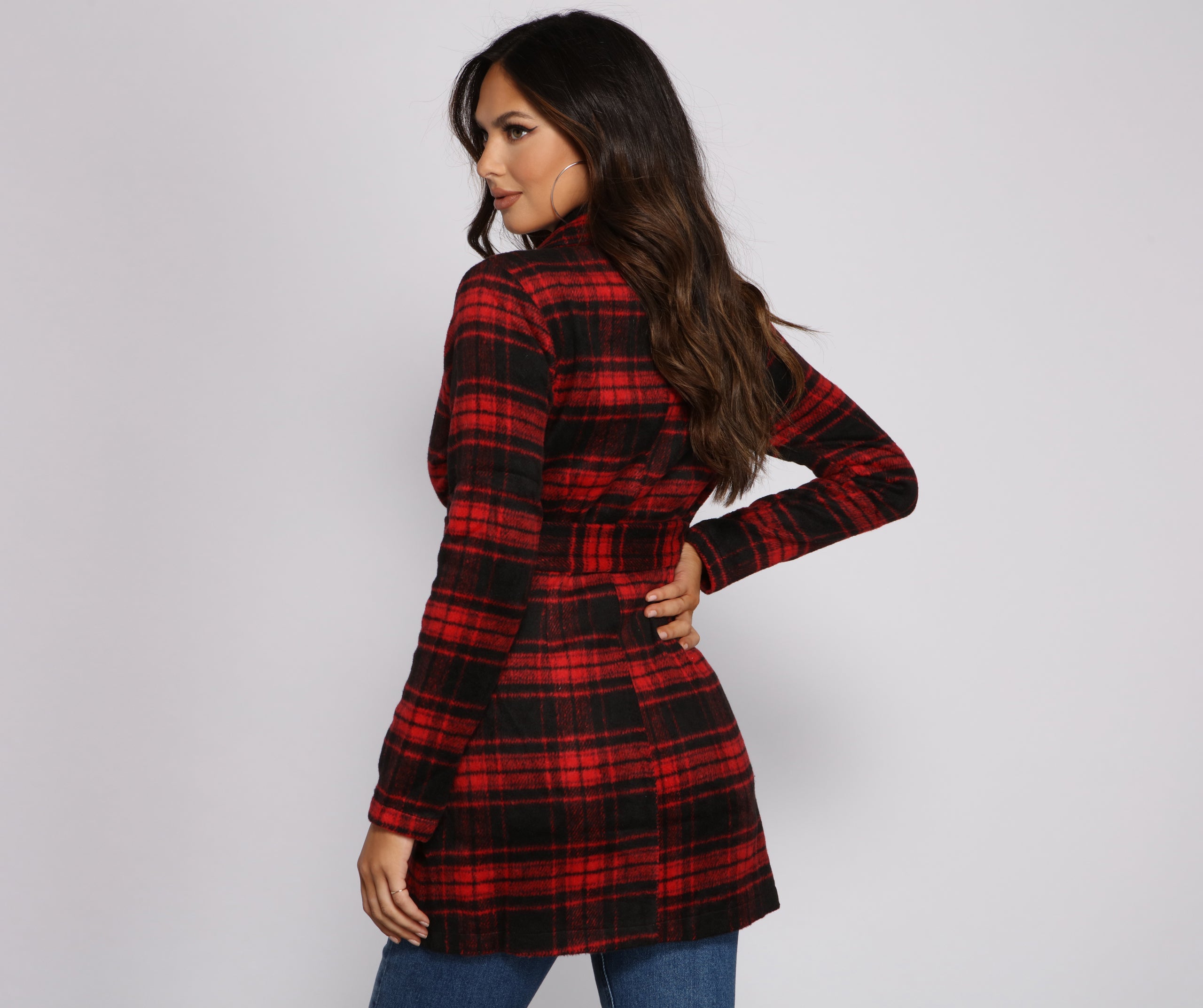 Preppy In Plaid Belted Coat