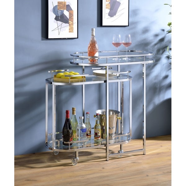 Serving Cart Sets with Bar Table， Bar Cart with 3 Tier Shelf and 5 mm Tempered Glass for Dining Room，Living Room - - 36617766