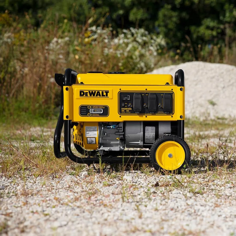 DEWALT 4000-Watt Manual Start Gas-Powered Portable Generator with Premium Engine, Covered Outlets and CO Protect DXGNR4000