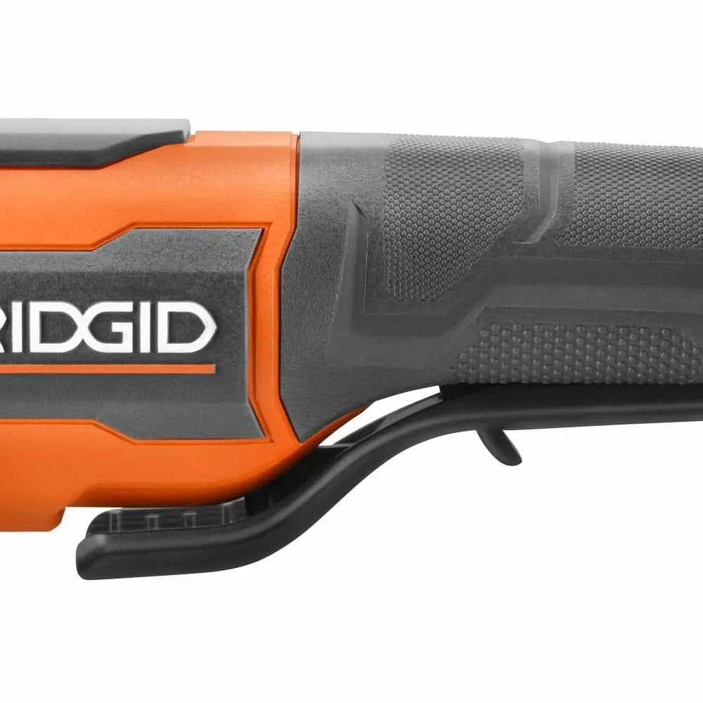RIDGID 18V Brushless Cordless 4-1/2 in. Paddle Switch Angle Grinder with (2) 4.0 Ah Batteries, Charger, and Bag R86047B-AC93044SBN