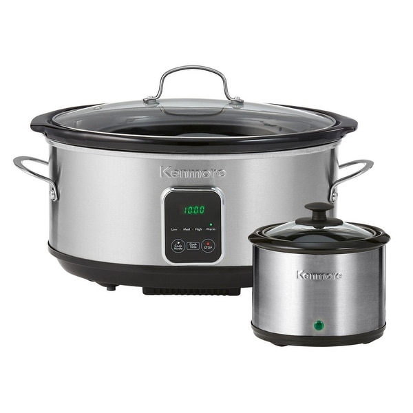 Kenmore Programmable 7 qt (6.6L) Slow Cooker with Dipper Sauce-Warmer， Black and Stainless Steel - - 37527880