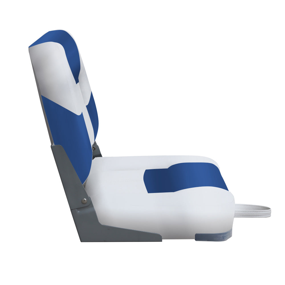 Seamander Deluxe Folding Boat Seat， White/Blue， 2 seats， Fishing Seat 113