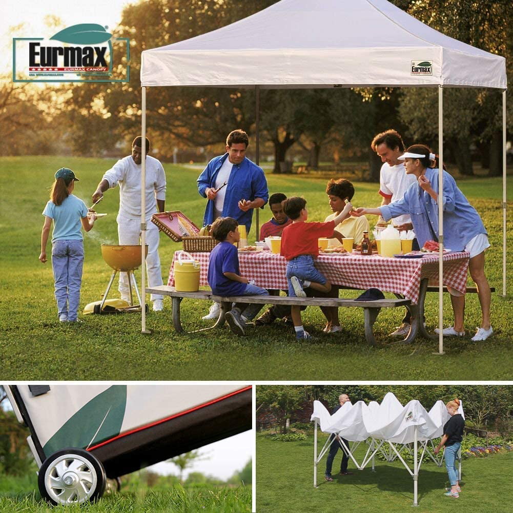 Eurmax Premium 10'x10' Ez Pop up Canopy Tent Bonus Wheeled Bag (White)