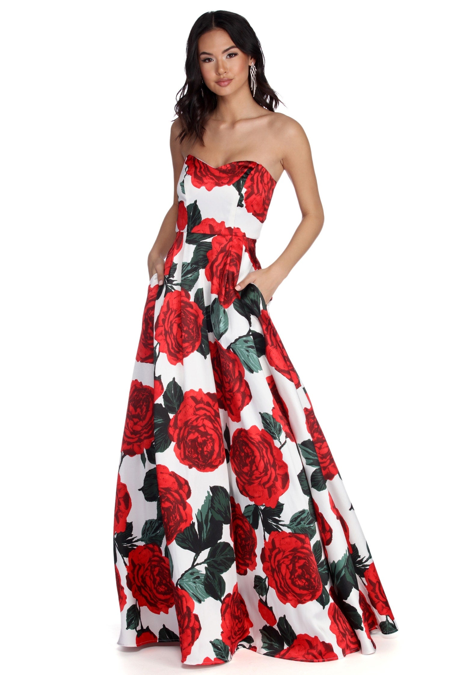 Alayah Floral Satin Ball Gown