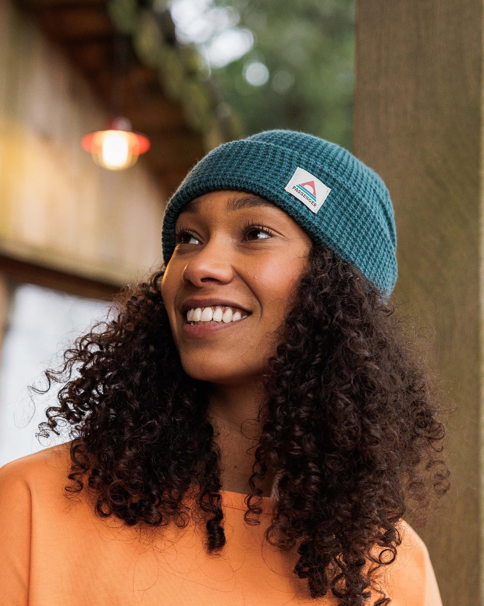 Moss Double Layer Recycled Waffle Beanie - Mediterranean
