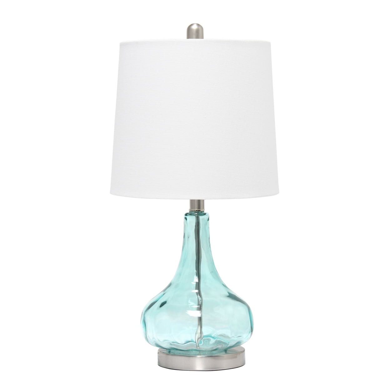 Lalia Home Rippled Glass Table Lamp with Fabric Shade -  Blue