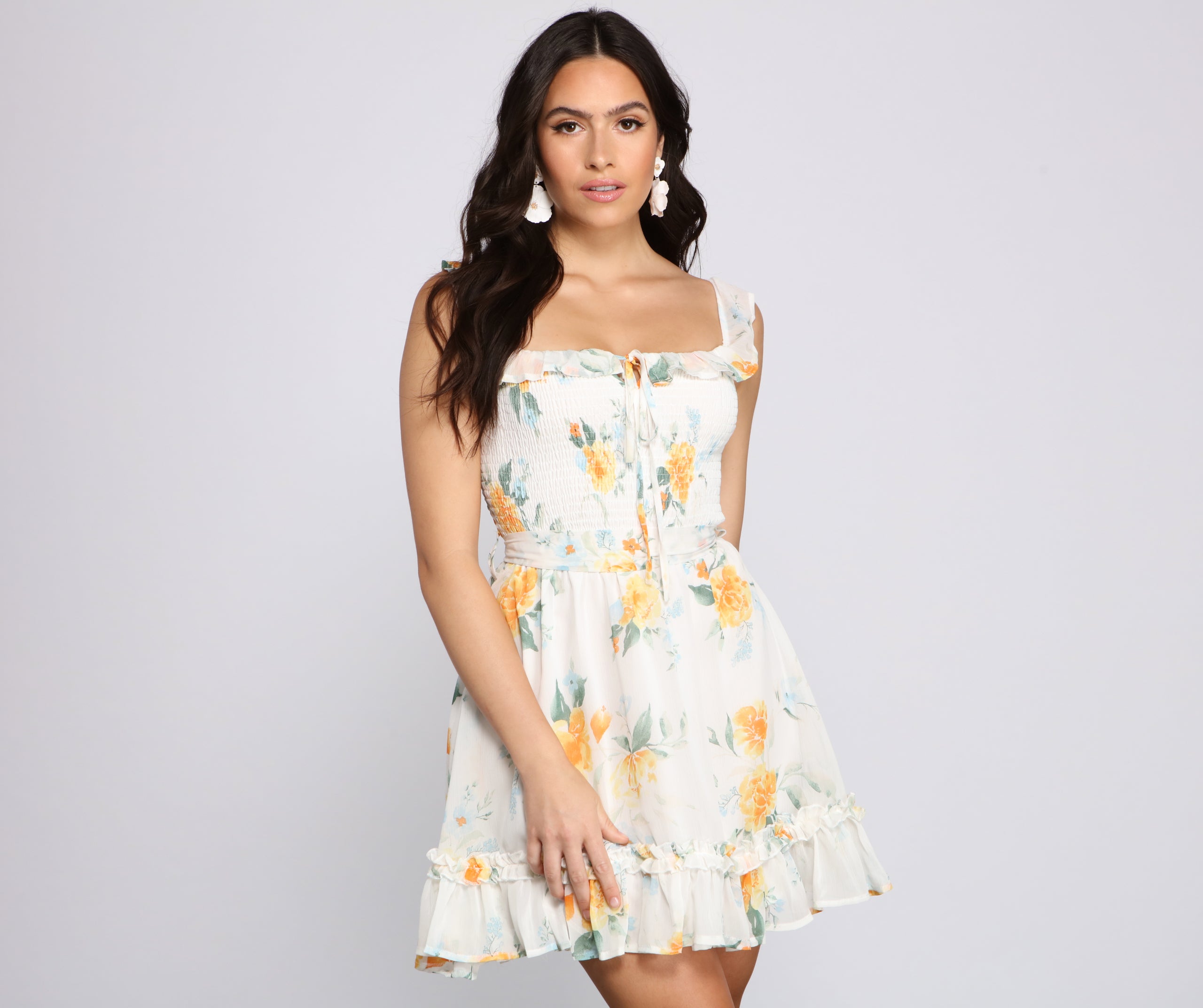 Floral Wonder Ruffled Skater Dress