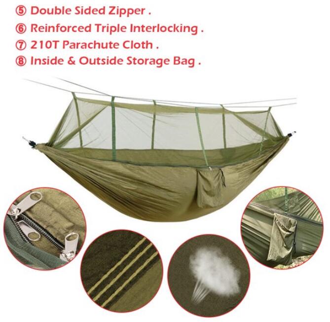 AYAMAYA Camping Hammock with Mosquito Net - 2 Person Portable Nylon Hammock Tent for Indoor Backpacking Hiking Travel Backyard Beach