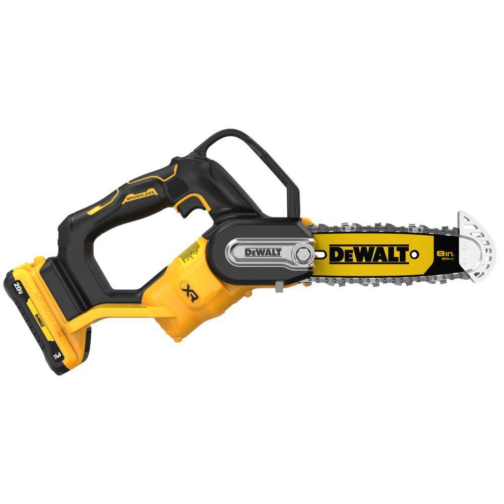 DEWALT DCCS623L1 8 in. 20-Volt Lithium-Ion Pruning Electric Battery Chainsaw Kit with 3Ah Battery and Charger