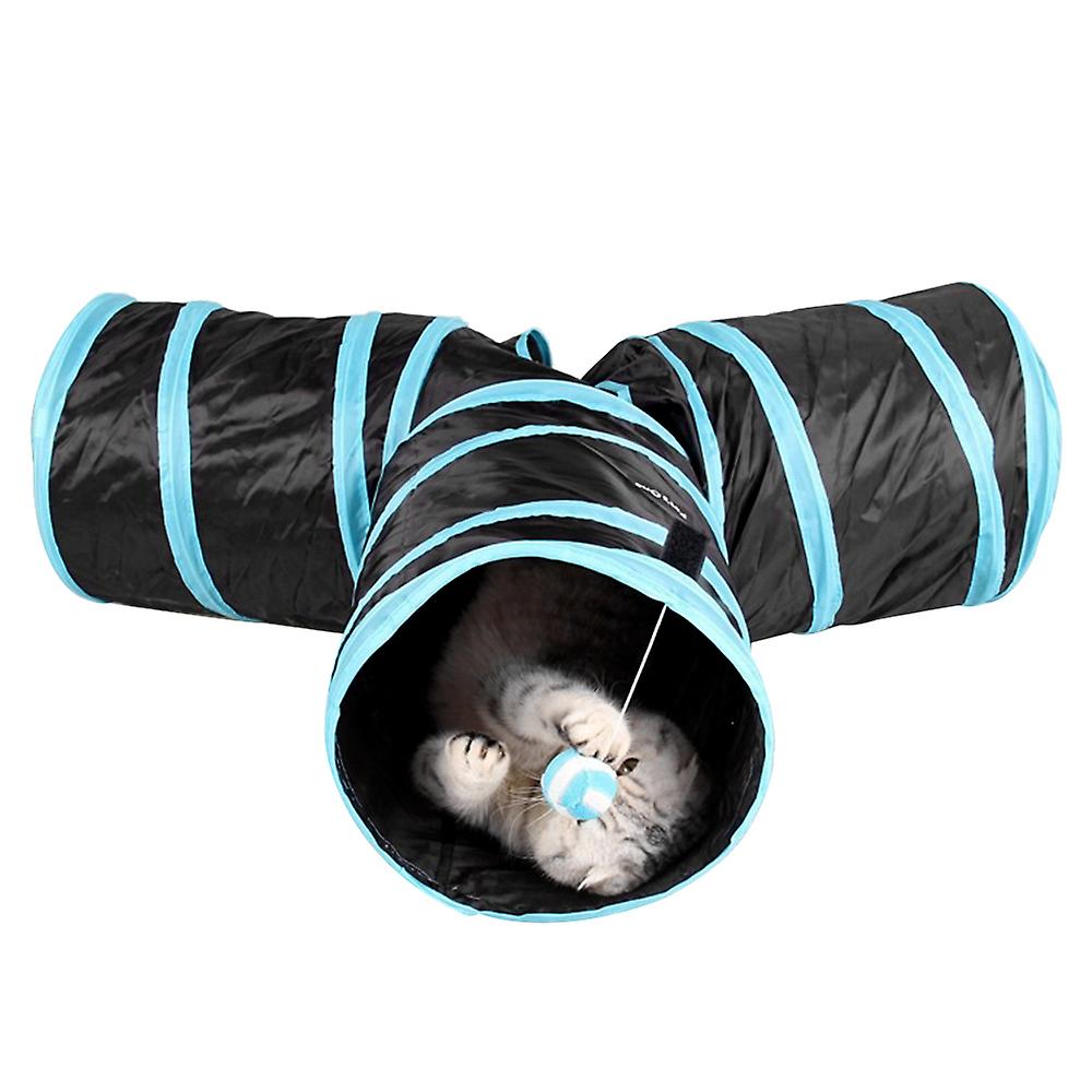 Indoor Cat Tunnel 3 Way Pet Play Tunnel Collapsible Tunnel Tube Kitty Tunnel Pet Toys For Cats Puppies Rabbits Black
