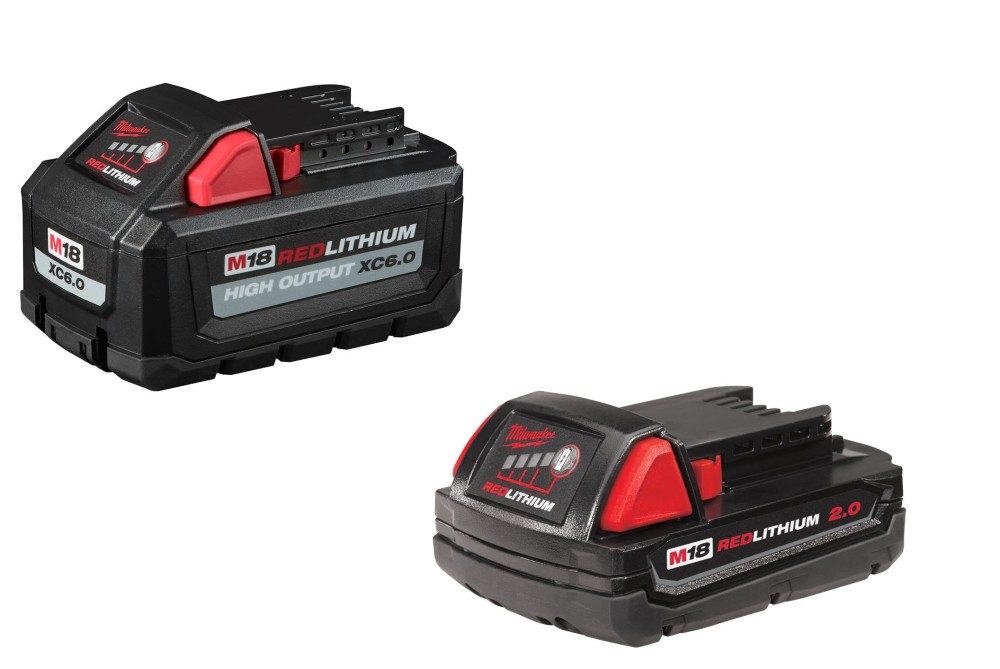 Milwaukee M18 REDLITHIUM HIGH OUTPUT XC 6Ah and 2Ah Compact Battery 2pk Bundle