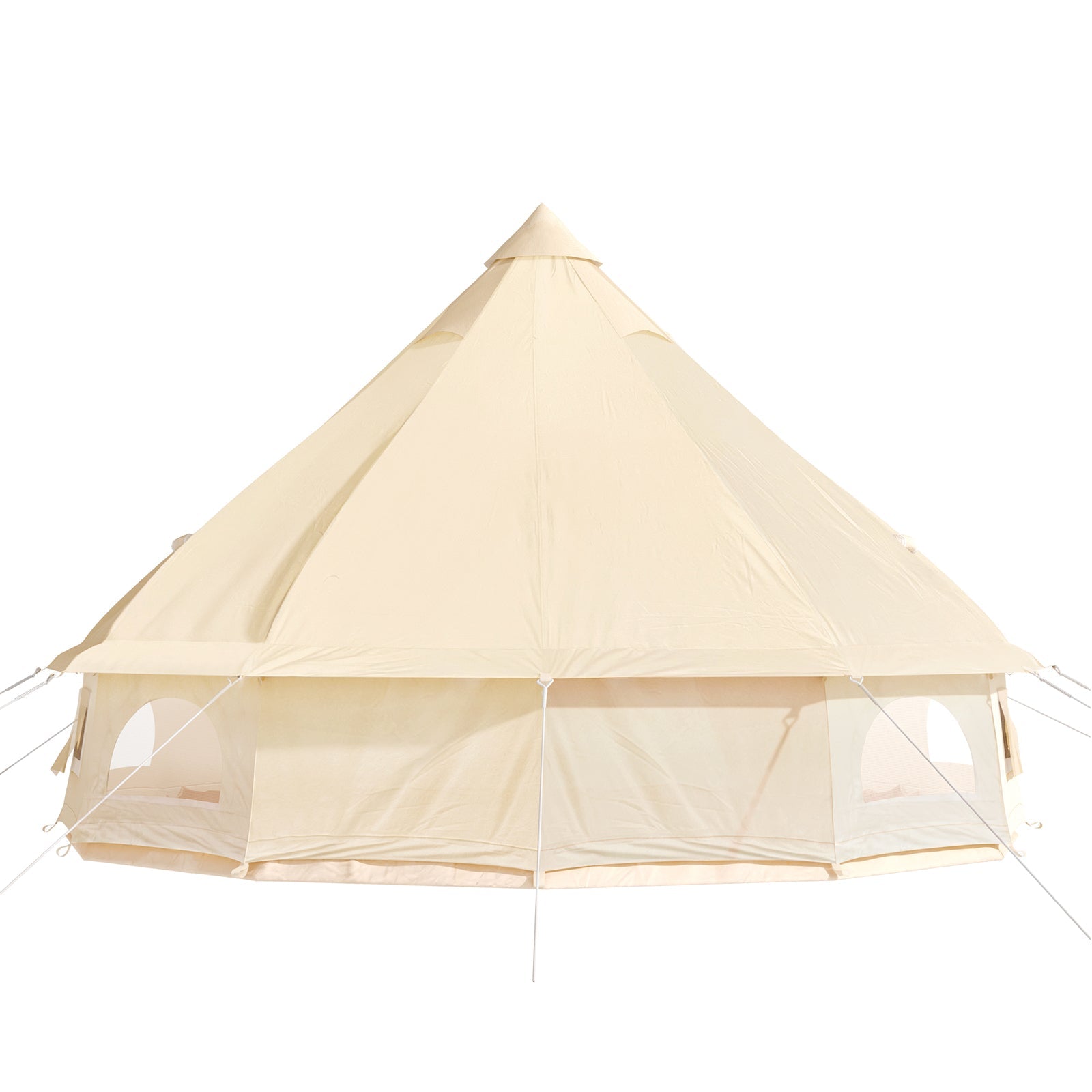 VEVORbrand Canvas Bell Tent 16.4ft Cotton Canvas Tent with Wall Stove Jacket Glamping Tent Waterproof Bell Tent for Family Camping Outdoor Hunting in 4 Seasons