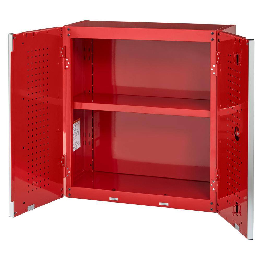 Husky G2802WR-US Ready-to-Assemble 24-Gauge Steel Wall Mounted Garage Cabinet in Red (28 in. W x 29 in. H x 12 in. D)