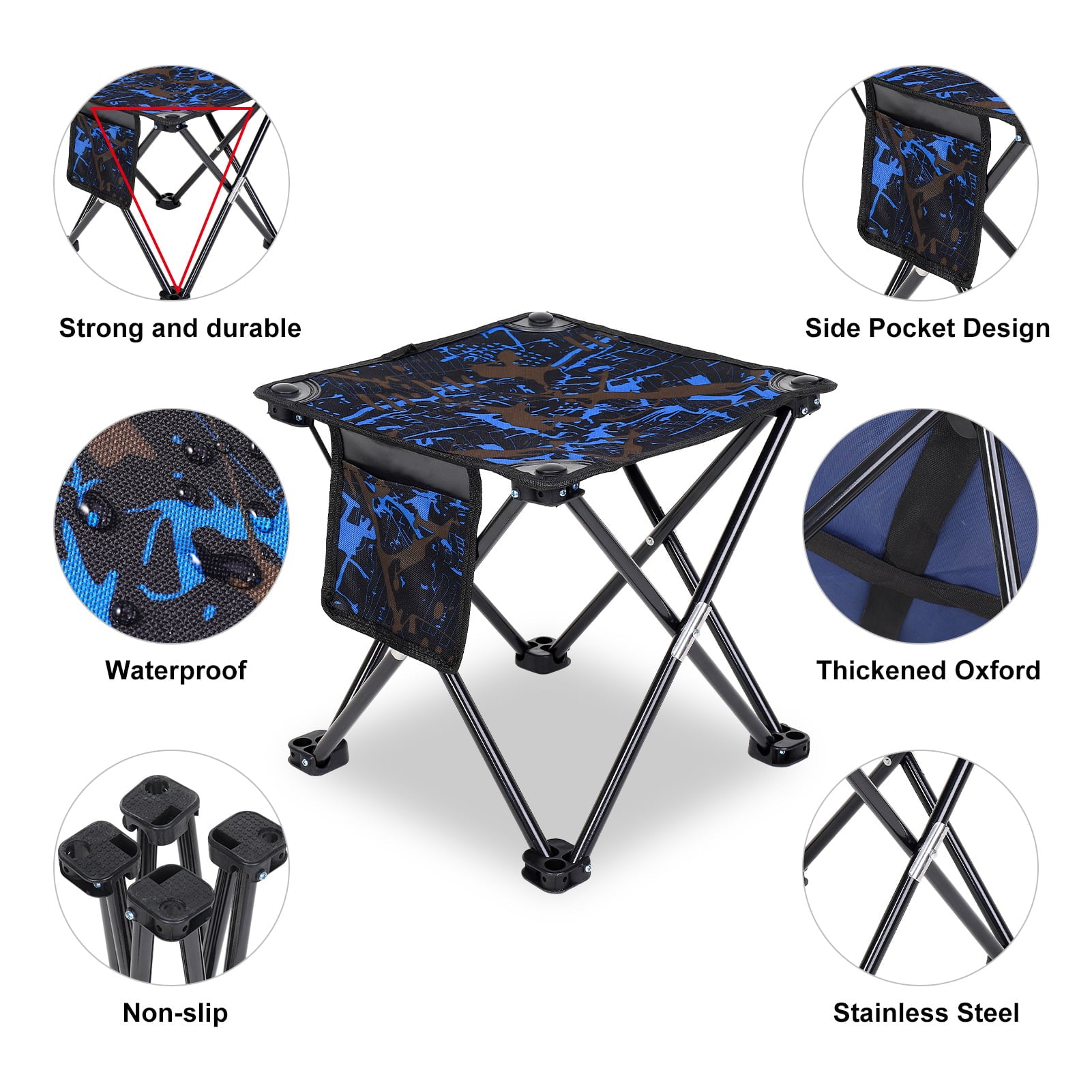 Yaoping Folding Camping Stool, Camouflage Portable Outdoor Camping Chair with Storage Bag, Lightweight Strong Bearing Capacity Chair for Adult Fishing Hiking Gardening