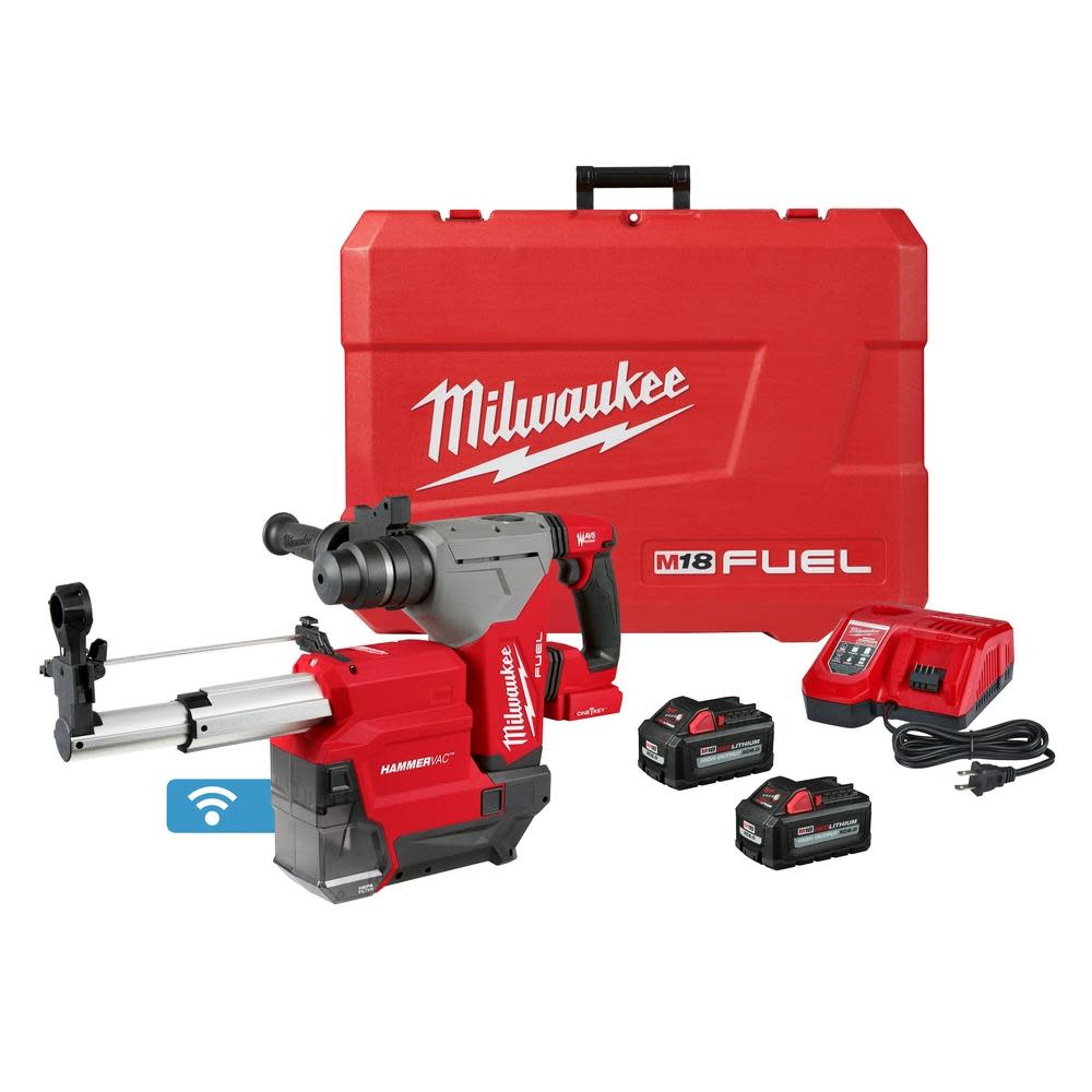 Milwaukee M18 FUEL 1 1/8 SDS Plus Rotary Hammer with ONE-KEY & HAMMERVAC Dedicated Dust Extractor Kit
