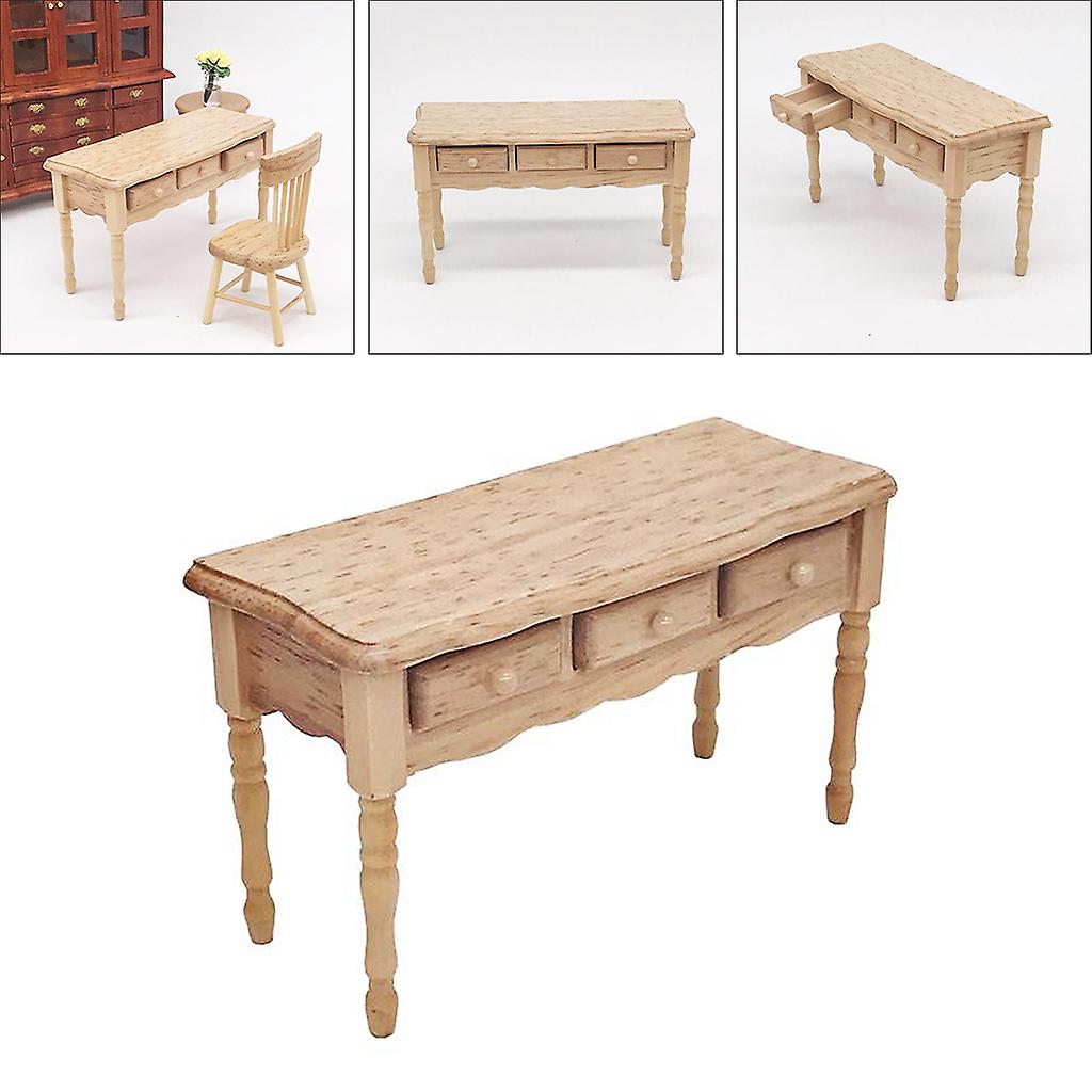 1/12 Dollhouse Miniature Furniture Model Wood Desk Toy Doll House Decor