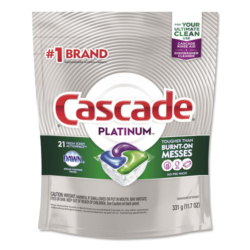 Procter and Gamble Cascade Dish Soap | Action Pacs， Platinum， Fresh Scent， 21 Per Pack， 5