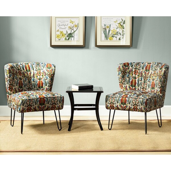 Estebana Contemporary Upholstered Side Chair with Floral Pattern Set of 2 by HULALA HOME