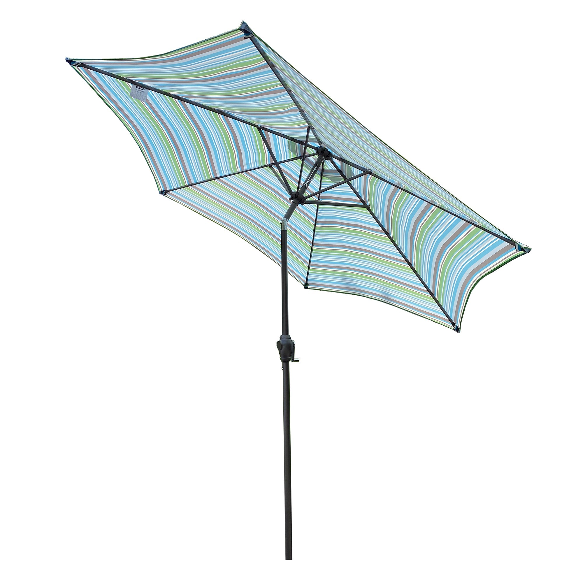 ametoys Outdoor Patio 9-Feet Market Table Umbrella with Push Button Tilt and Crank, Blue Stripes[Umbrella Base is not Included]
