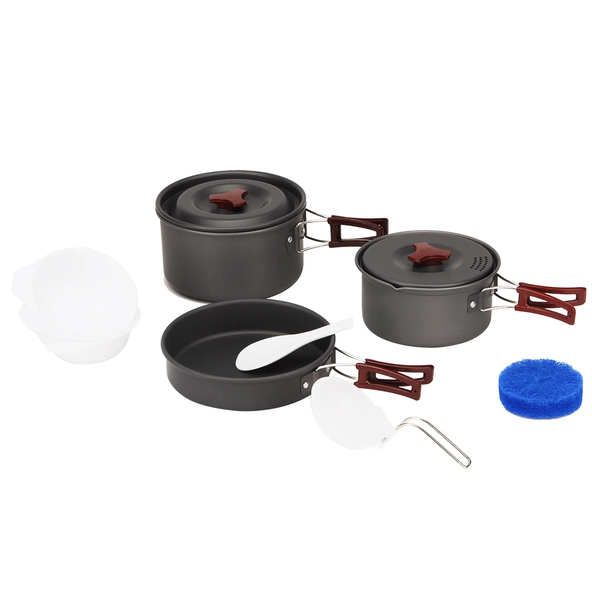 Foldable Camping Aluminum Cookset Hiking Cookware Multi Pots for Camping