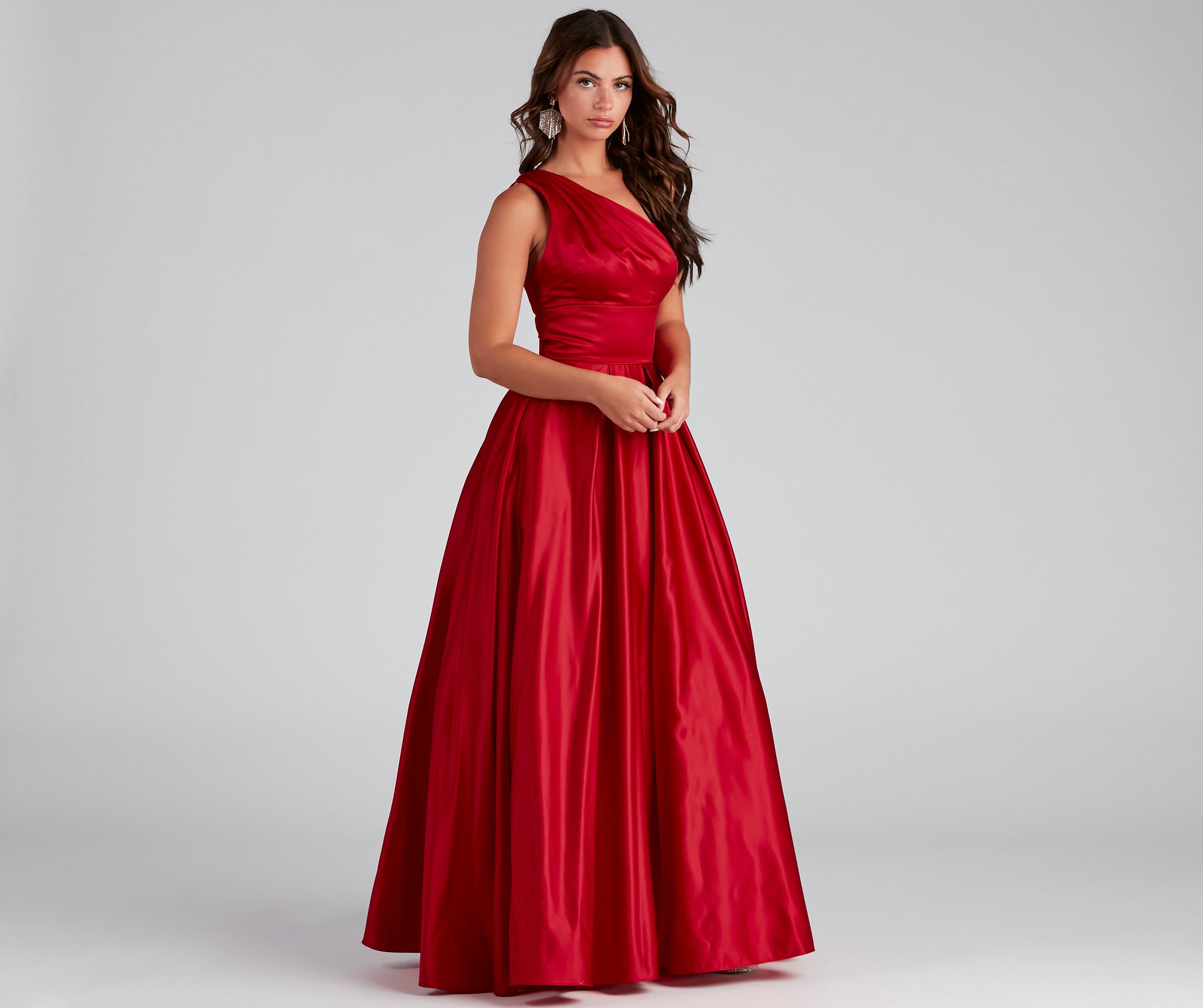 Naomi One-Shoulder Satin Ball Gown
