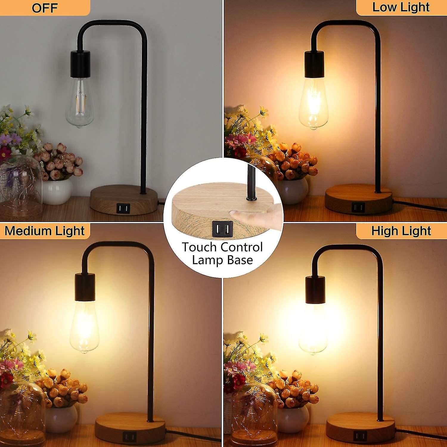 ，dimmable Bedside Lamp With Usb Charging Port