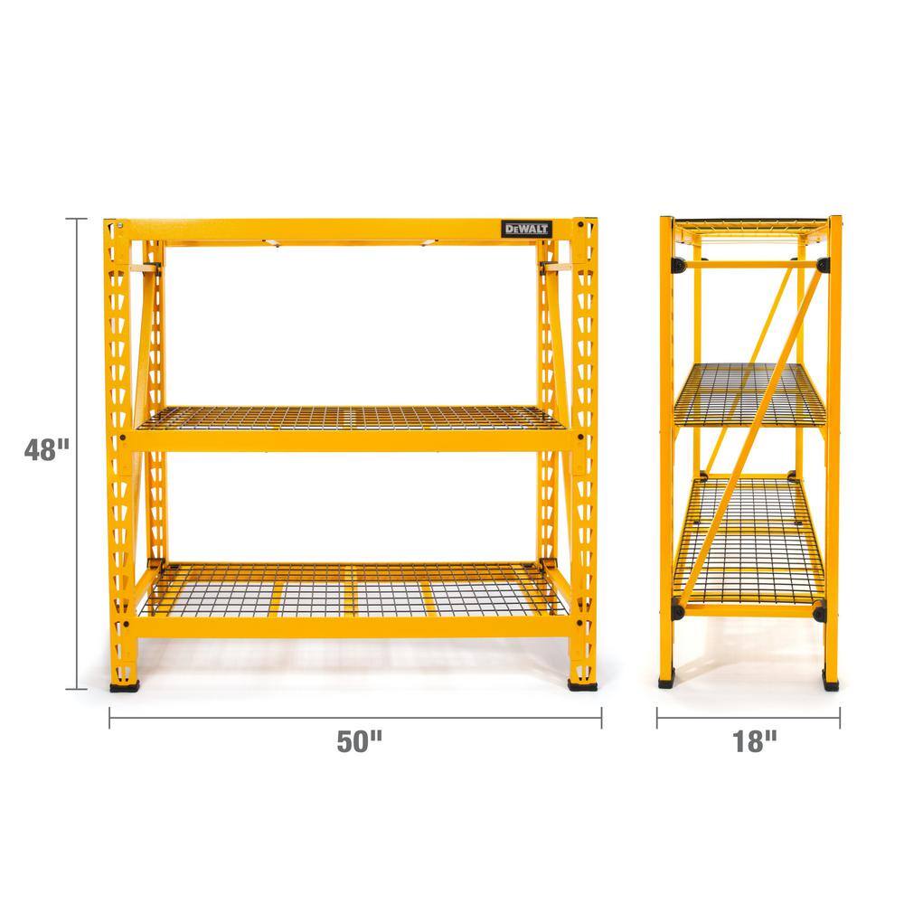 DEWALT DXST4500-W Yellow 3-Tier Wire Steel Garage Storage Shelving Unit (50 in. W x 48 in. H x 18 in. D)