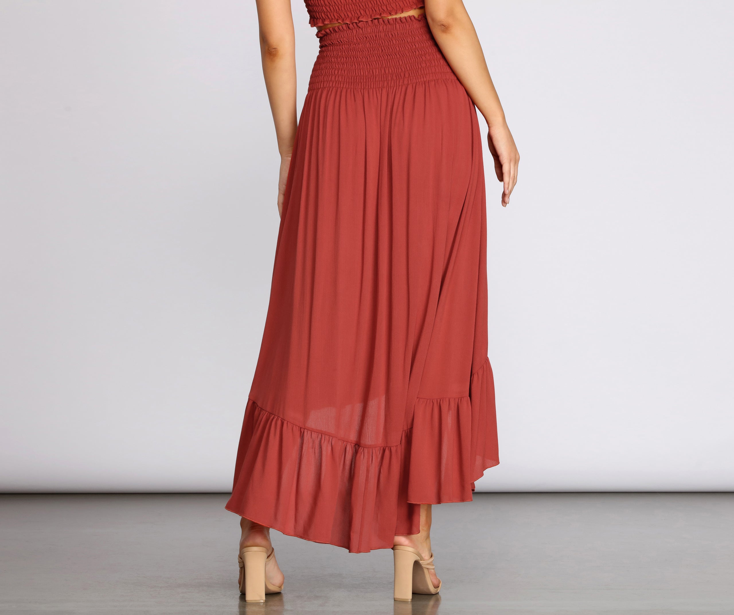 Dreamy Boho Ruffle Hem Maxi Skirt