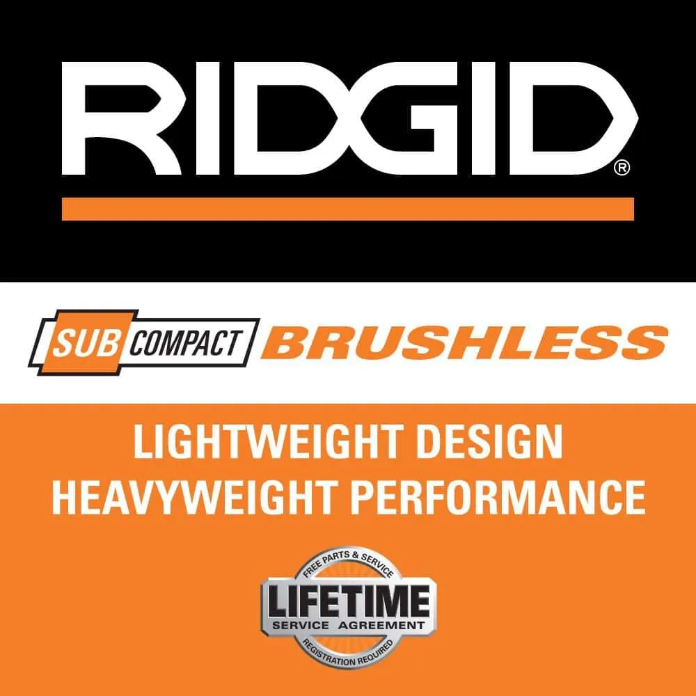 RIDGID 18V SubCompact Brushless Cordless 1/2 in. Drill/Driver Kit with (2) 2.0 Ah Batteries, Charger, and Tool Bag R87012K