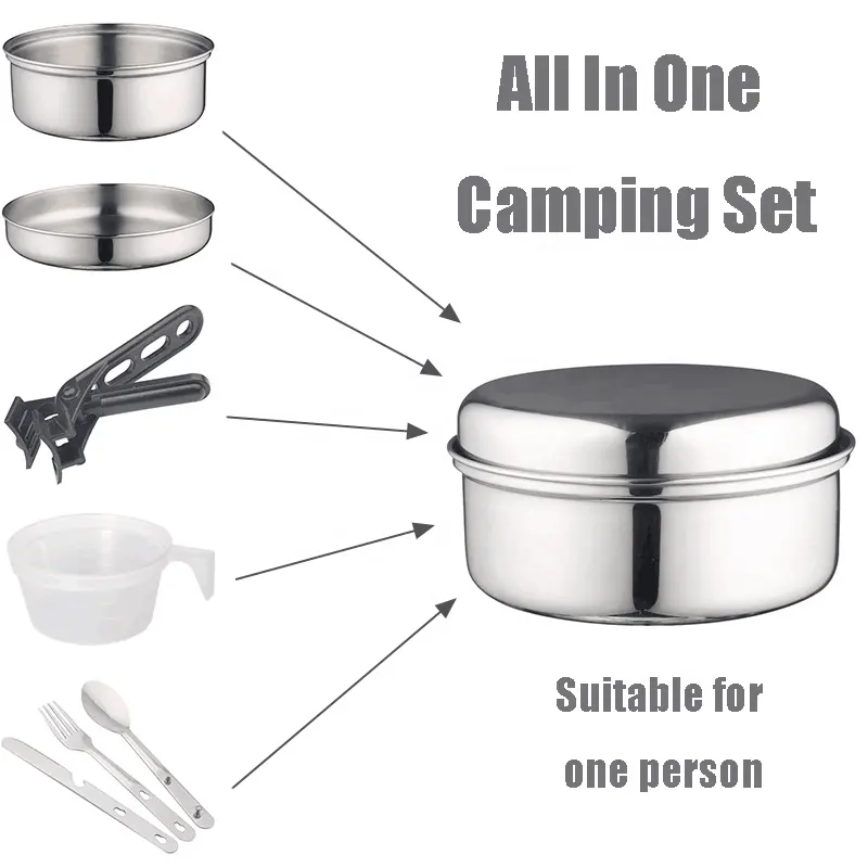 Best One Person Stainless Steel Cookset for camping cookware outdoor cookware
