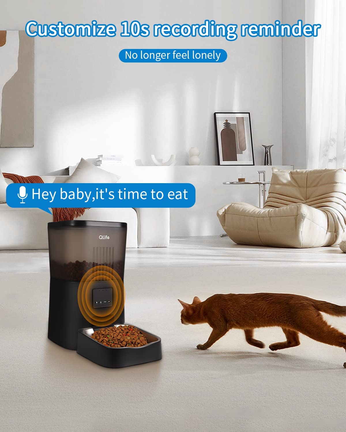 Automatic Cat Feeder WiFi App Control:  4L Timed Dry Food Dispenser for Small Medium Dog Smart Auto Pet Feeder Remote Control Portion Control Dual Power 10s Voice Recorder - Stainless Steel Bowl