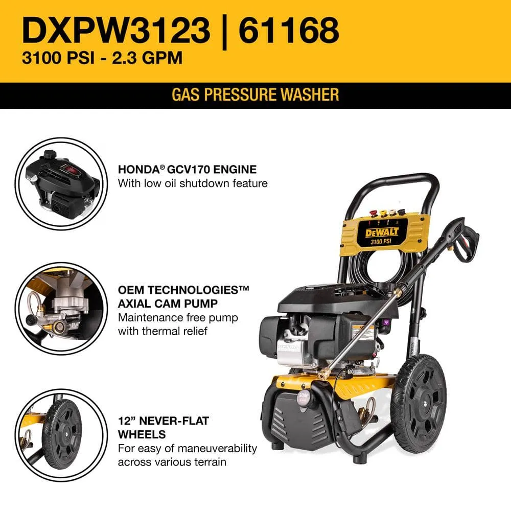 DEWALT 3100 PSI at 2.3 GPM Honda Cold Water Professional Gas Pressure Washer DXPW3123