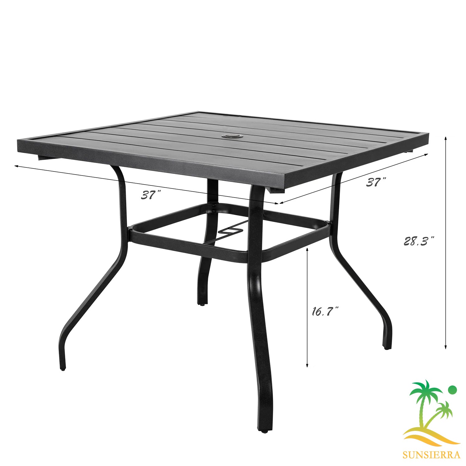SunSierra Outdoor Square Dining Table, Patio Table with Umbrella Hole