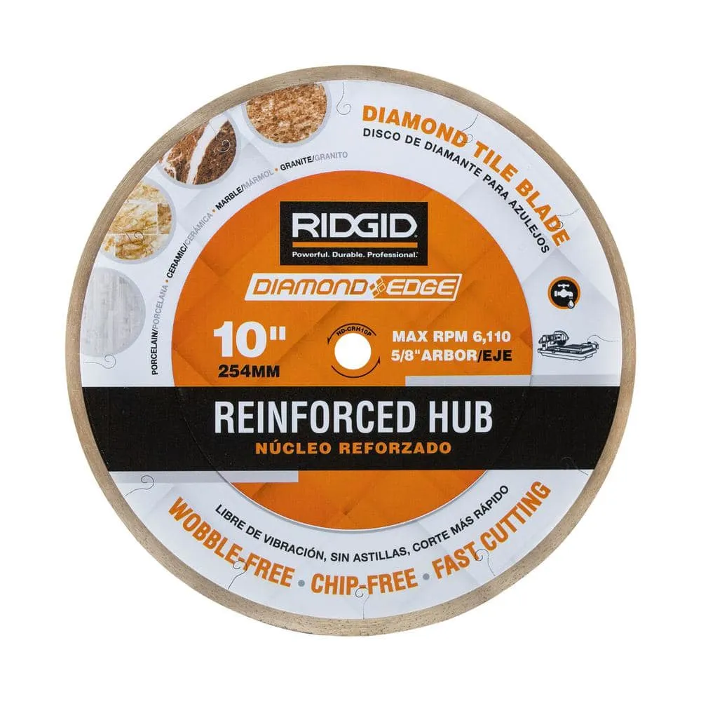 RIDGID 10 in. Reinforced Hub Tile Diamond Blade HD-CRH10P