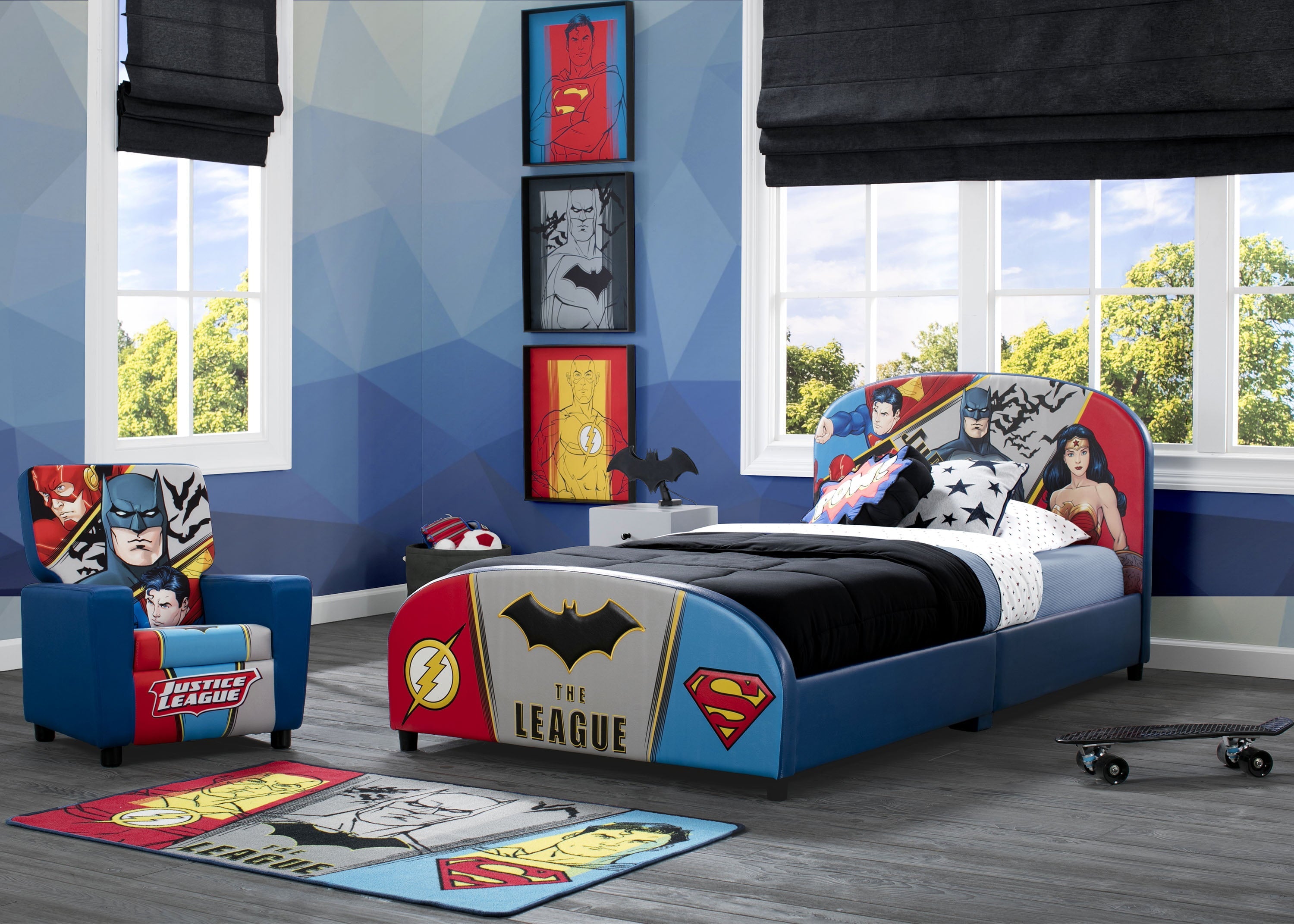 Delta Children DC Comics Justice League Upholstered Bed, Twin, Blue