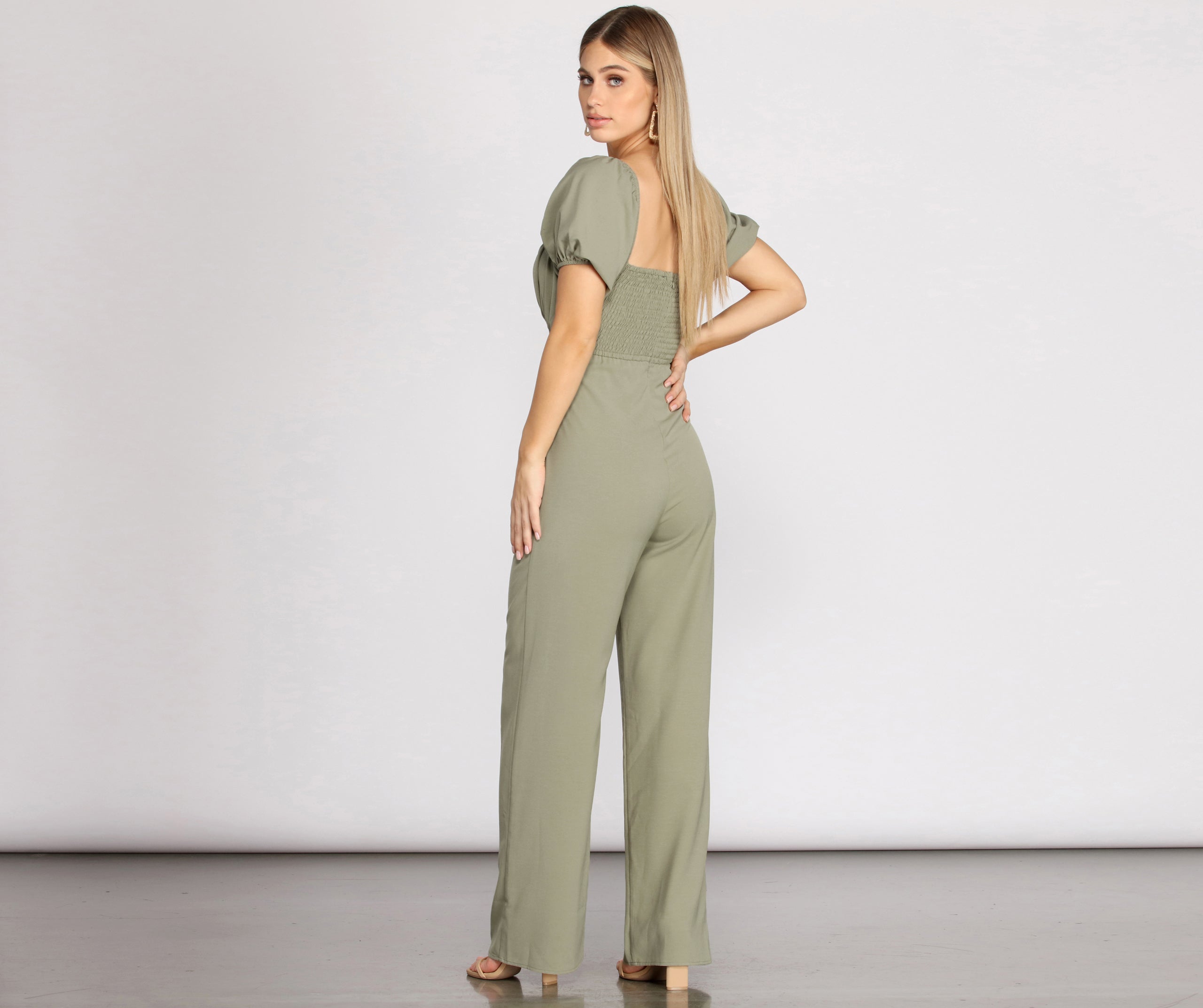 Puff Sleeve Cut Out Jumpsuit