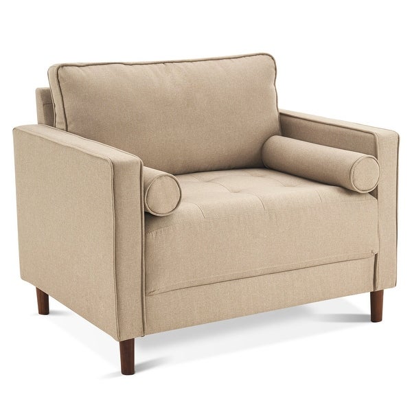 Mcombo Accent Chair， Linen Lounge Sofa Couch with Pillows， Large Club Armchair for Living Room Bedroom
