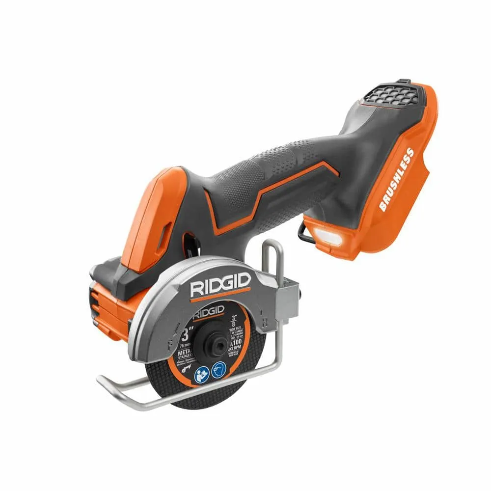 RIDGID 18V SubCompact Brushless Cordless 3 in. Multi-Material Saw (Tool Only) with (3) Cutting Wheels R87547B