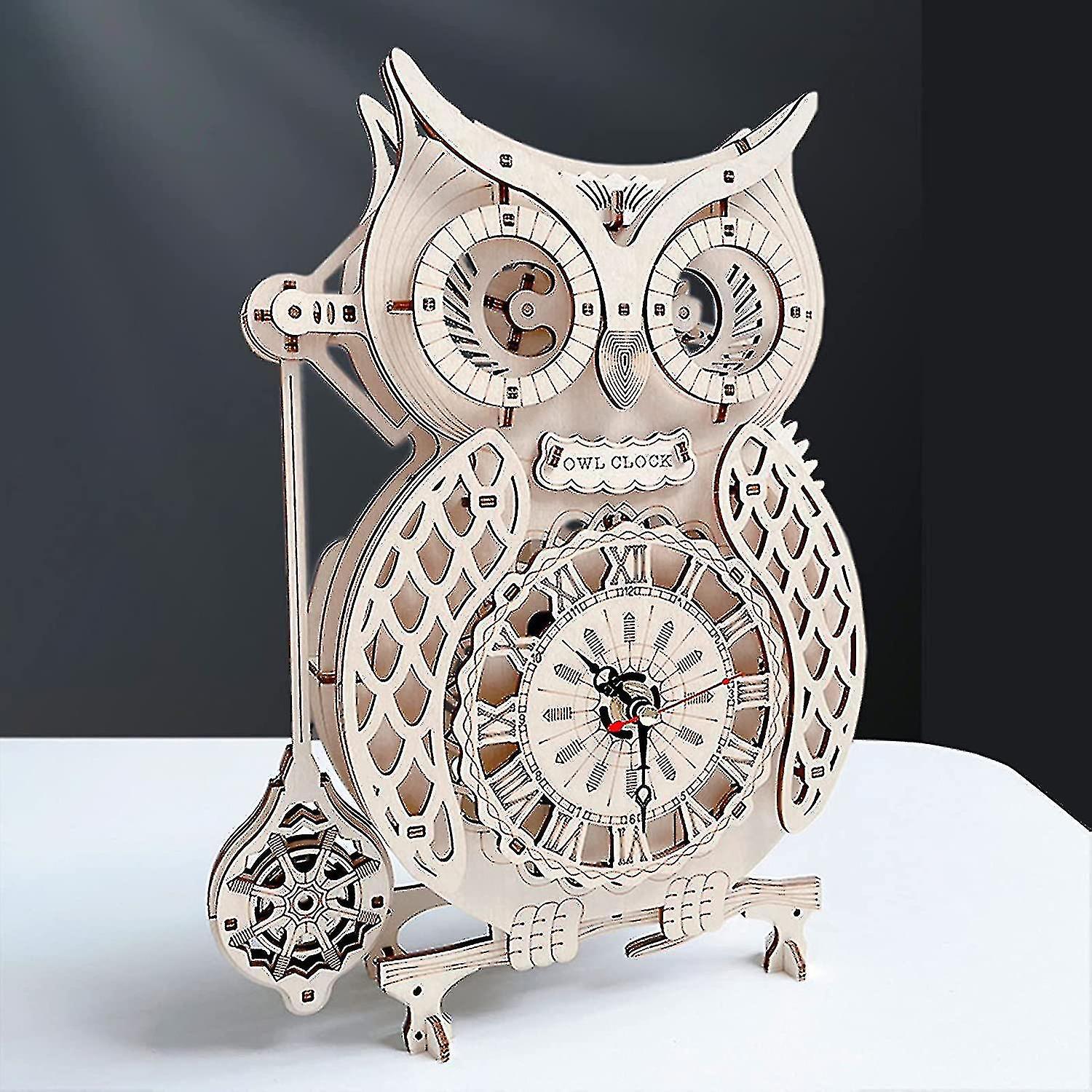 Gojoy Handmade Toys  Games Wooden Cogs And Gears Owl Pendulum Clock Construction Machinery 3d Puzzles Crafts (only Puzzle)