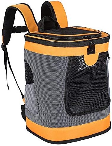 dosili Carrier Backpack for Small Medium Dogs Cats  Airline Approved Bag with Mesh Windows for Travel  Hiking  Outdoor up to 20LBS  Orange