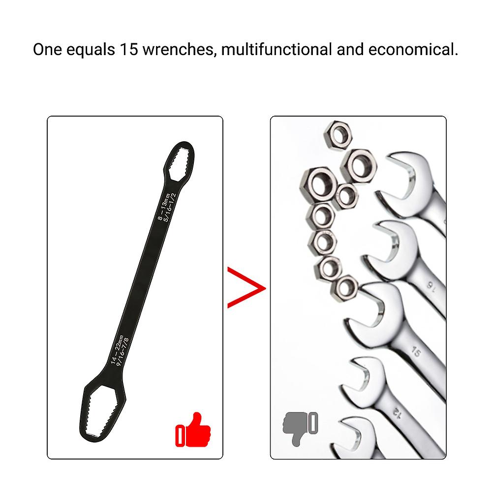 5/16-7/8 Inch Double End Wrench Multifunctional Universal Wrench 8mm-22mm Self-tightening Universal Spanner Repair Tools No.243518